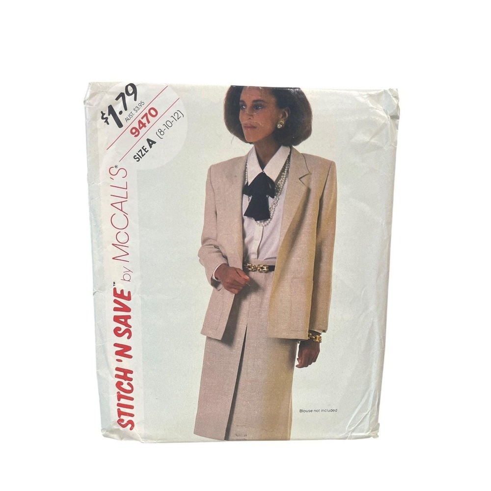 McCALL'S 9470 Misses' Jacket Skirt Sewing Pattern Size 8-12 1980s